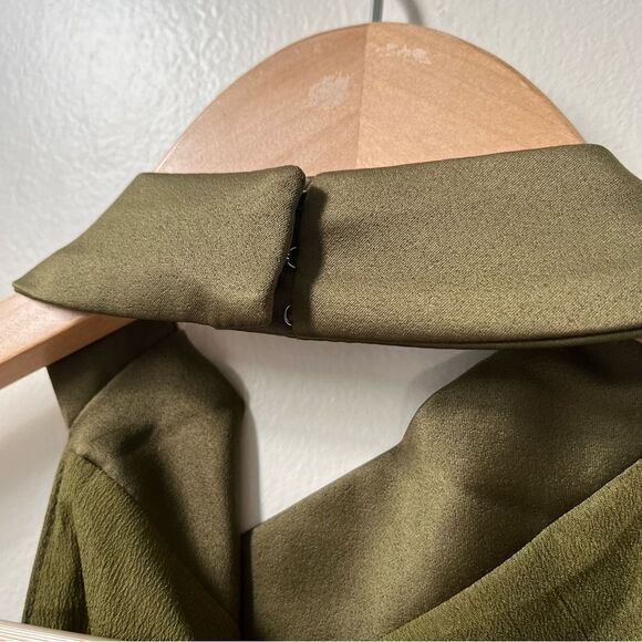 Elliatt Revolve Camo Asymmetric Satin Cocktail Dress Dark Green Size NWT - Picture 11 of 15